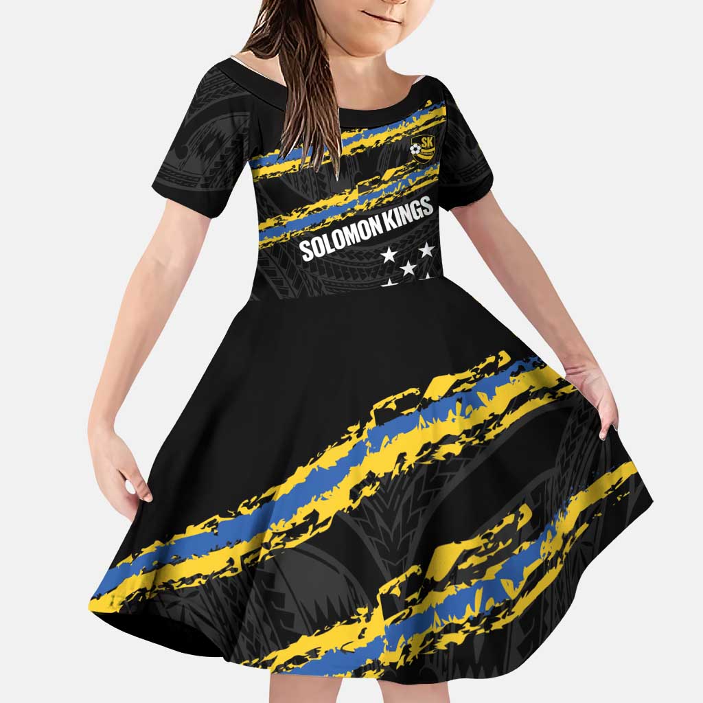 Kings Solomon Islands Football Custom Family Matching Tank Maxi Dress and Hawaiian Shirt Come On Solomons Polynesian Grunge Style