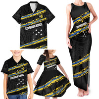 Kings Solomon Islands Football Custom Family Matching Tank Maxi Dress and Hawaiian Shirt Come On Solomons Polynesian Grunge Style