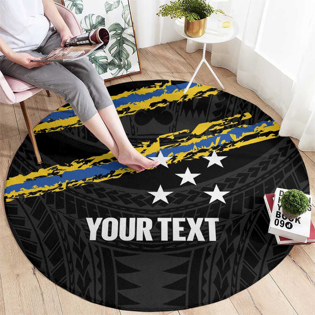 Kings Solomon Islands Football Custom Round Carpet Come On Solomons Polynesian Grunge Style