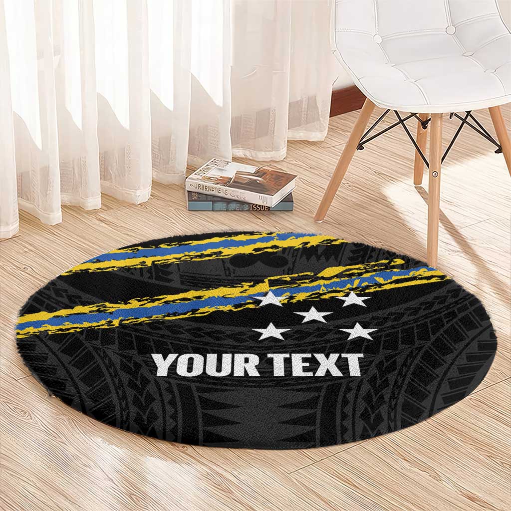 Kings Solomon Islands Football Custom Round Carpet Come On Solomons Polynesian Grunge Style