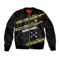 Kings Solomon Islands Football Custom Sleeve Zip Bomber Jacket Come On Solomons Polynesian Grunge Style