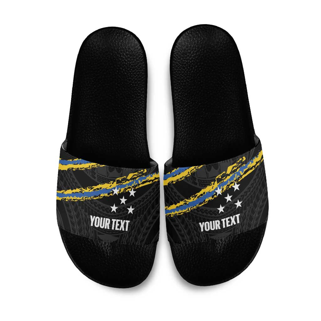 Kings Solomon Islands Football Custom Slide Sandals Come On Solomons Polynesian Grunge Style