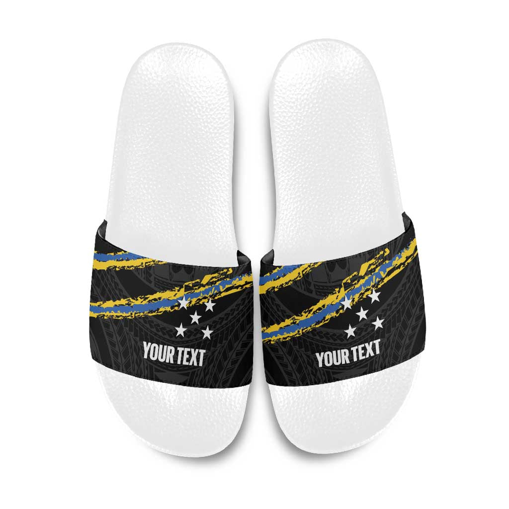 Kings Solomon Islands Football Custom Slide Sandals Come On Solomons Polynesian Grunge Style