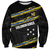 Kings Solomon Islands Football Custom Sweatshirt Come On Solomons Polynesian Grunge Style LT14 Unisex Black - Polynesian Pride