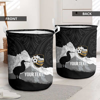New Zealand South Island Football Custom Laundry Basket Aoraki Mount Cook With Kiwi Maori Pattern