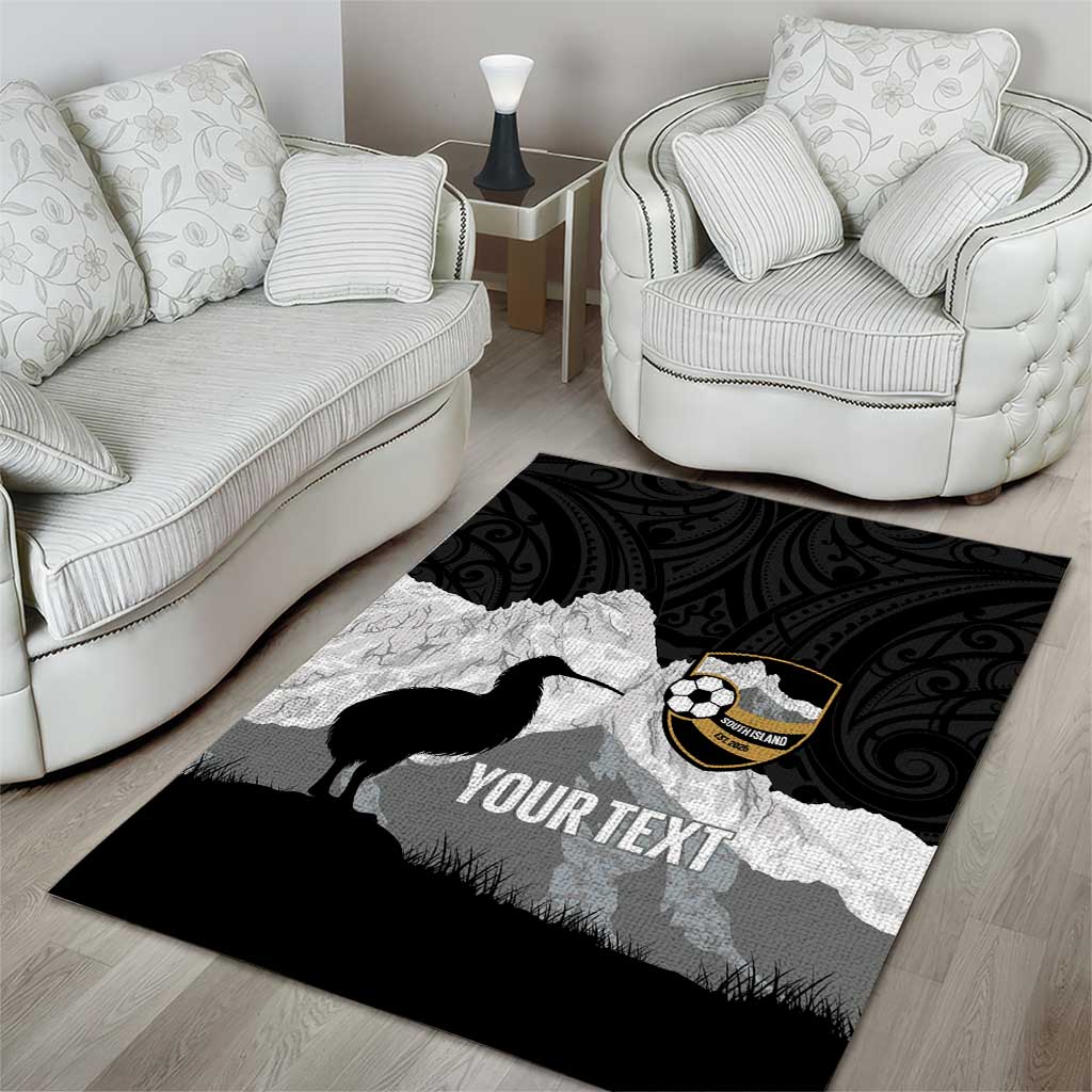 New Zealand South Island Football Custom Area Rug Aoraki Mount Cook With Kiwi Maori Pattern