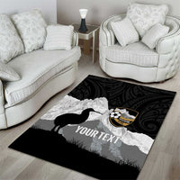 New Zealand South Island Football Custom Area Rug Aoraki Mount Cook With Kiwi Maori Pattern