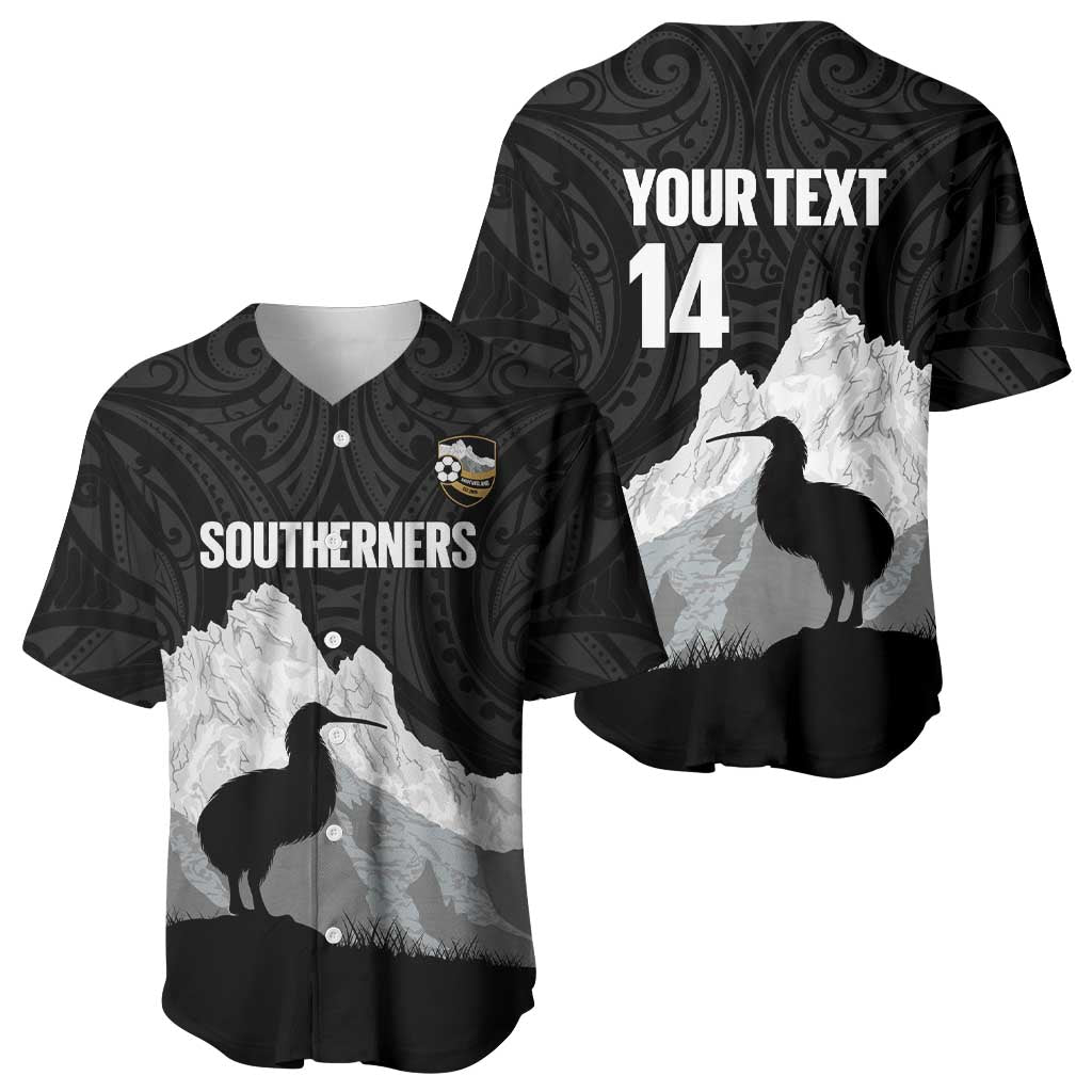 New Zealand South Island Football Custom Baseball Jersey Aoraki Mount Cook With Kiwi Maori Pattern