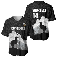 New Zealand South Island Football Custom Baseball Jersey Aoraki Mount Cook With Kiwi Maori Pattern