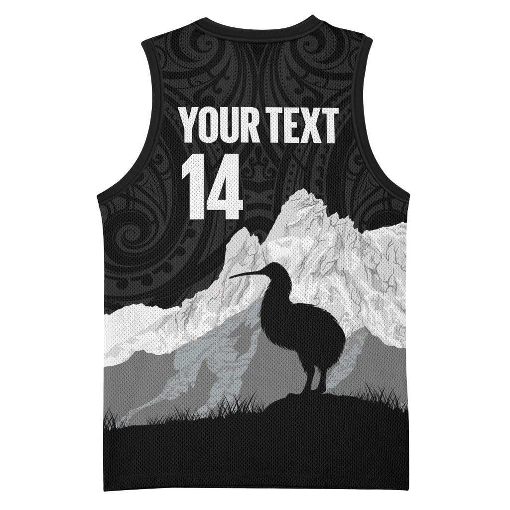 New Zealand South Island Football Custom Basketball Jersey Aoraki Mount Cook With Kiwi Maori Pattern