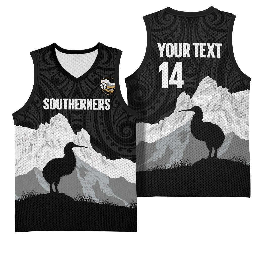 New Zealand South Island Football Custom Basketball Jersey Aoraki Mount Cook With Kiwi Maori Pattern