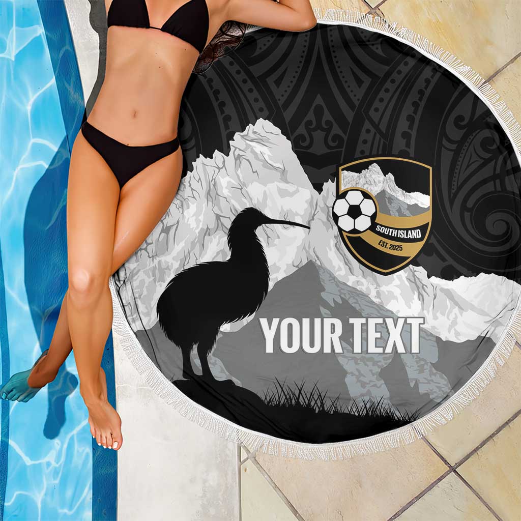 New Zealand South Island Football Custom Beach Blanket Aoraki Mount Cook With Kiwi Maori Pattern