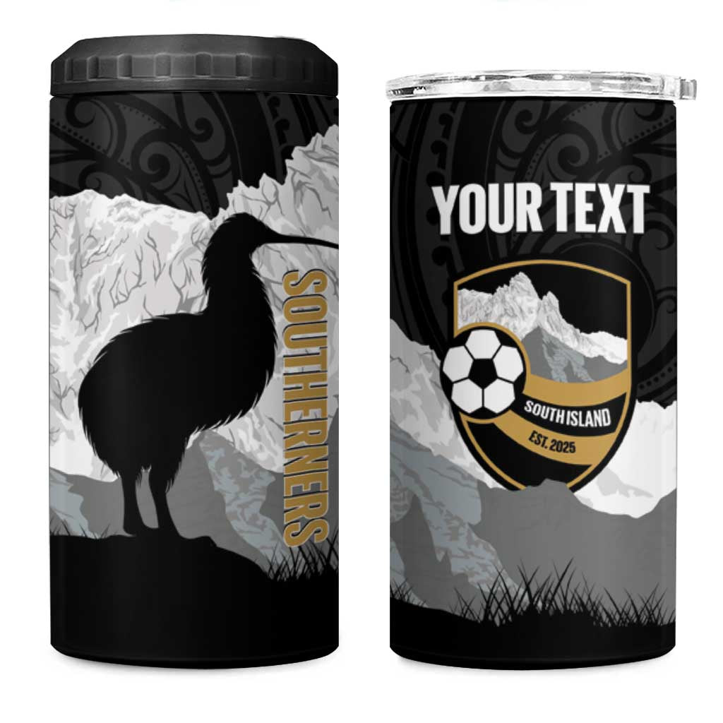 New Zealand South Island Football Custom 4 in 1 Can Cooler Tumbler Aoraki Mount Cook With Kiwi Maori Pattern