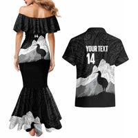 New Zealand South Island Football Custom Couples Matching Mermaid Dress and Hawaiian Shirt Aoraki Mount Cook With Kiwi Maori Pattern