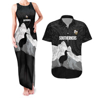 New Zealand South Island Football Custom Couples Matching Tank Maxi Dress and Hawaiian Shirt Aoraki Mount Cook With Kiwi Maori Pattern