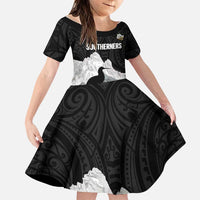 New Zealand South Island Football Custom Family Matching Long Sleeve Bodycon Dress and Hawaiian Shirt Aoraki Mount Cook With Kiwi Maori Pattern