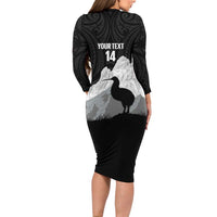 New Zealand South Island Football Custom Family Matching Long Sleeve Bodycon Dress and Hawaiian Shirt Aoraki Mount Cook With Kiwi Maori Pattern