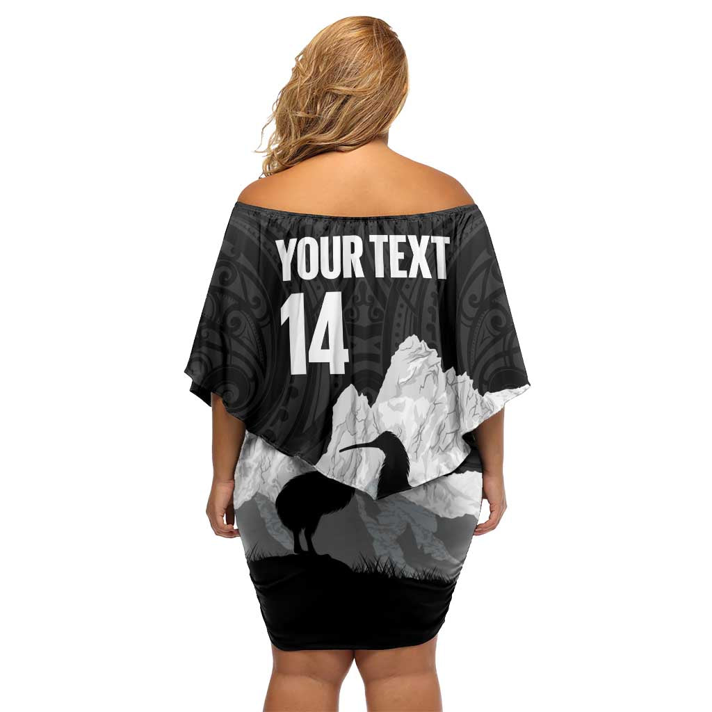 New Zealand South Island Football Custom Family Matching Off Shoulder Short Dress and Hawaiian Shirt Aoraki Mount Cook With Kiwi Maori Pattern
