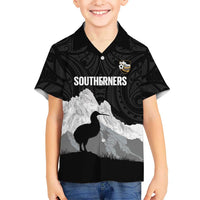 New Zealand South Island Football Custom Family Matching Off Shoulder Short Dress and Hawaiian Shirt Aoraki Mount Cook With Kiwi Maori Pattern