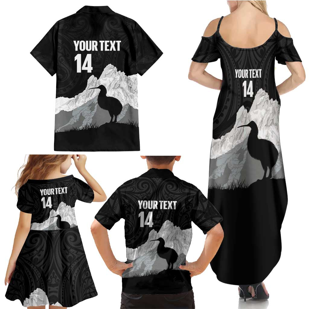 New Zealand South Island Football Custom Family Matching Summer Maxi Dress and Hawaiian Shirt Aoraki Mount Cook With Kiwi Maori Pattern
