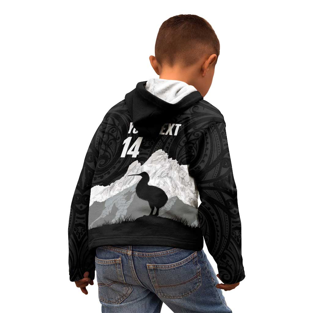 New Zealand South Island Football Custom Kid Hoodie Aoraki Mount Cook With Kiwi Maori Pattern LT14 - Polynesian Pride