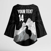 New Zealand South Island Football Custom Kimono Sleeve Blouse Aoraki Mount Cook With Kiwi Maori Pattern