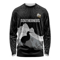 New Zealand South Island Football Custom Long Sleeve Shirt Aoraki Mount Cook With Kiwi Maori Pattern