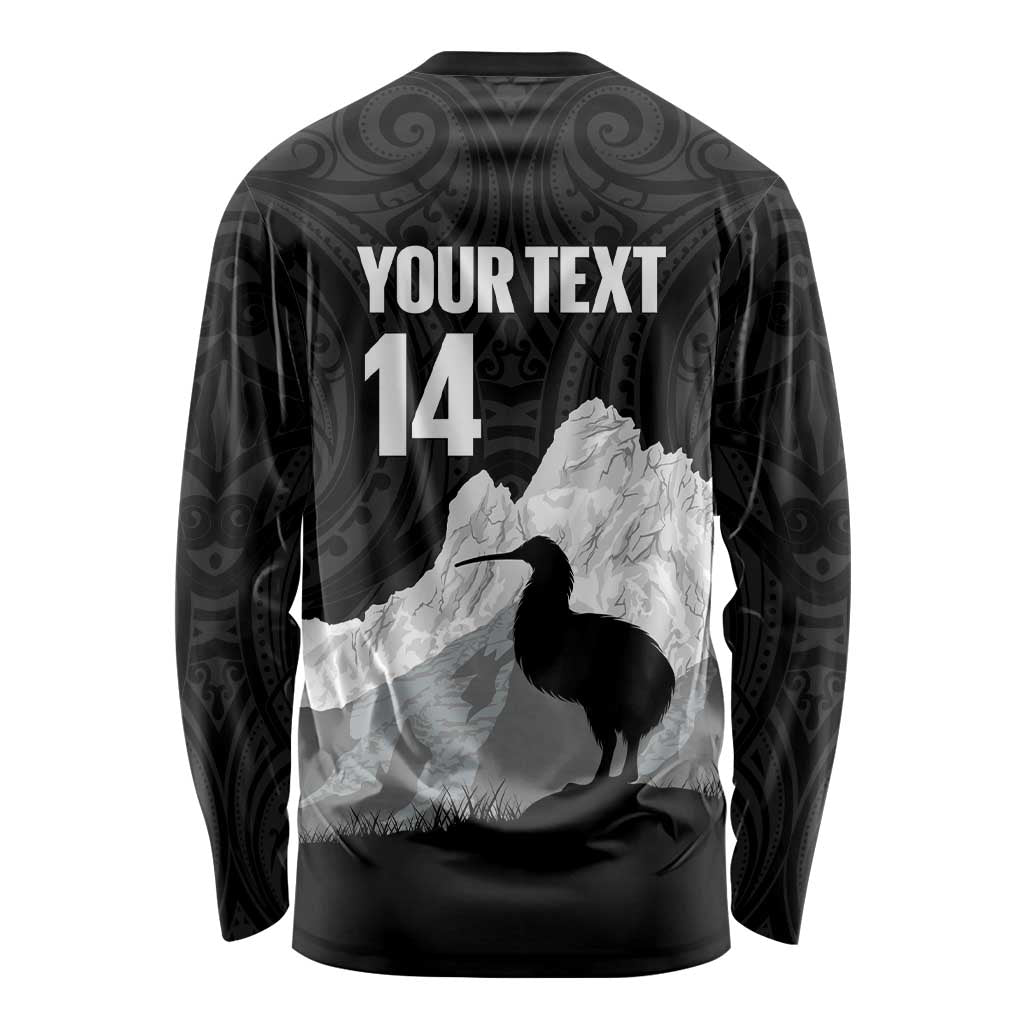 New Zealand South Island Football Custom Long Sleeve Shirt Aoraki Mount Cook With Kiwi Maori Pattern