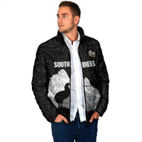 New Zealand South Island Football Custom Padded Jacket Aoraki Mount Cook With Kiwi Maori Pattern