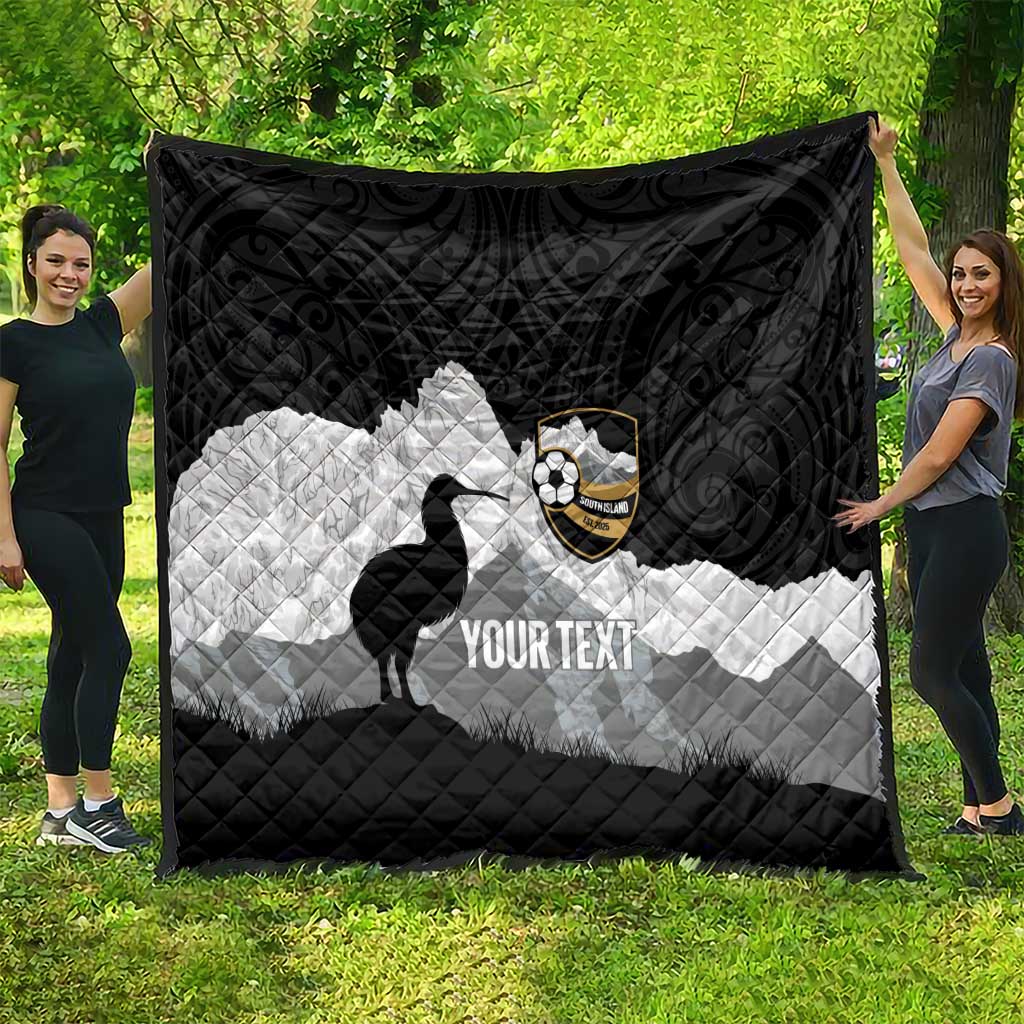 New Zealand South Island Football Custom Quilt Aoraki Mount Cook With Kiwi Maori Pattern