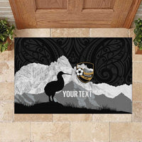 New Zealand South Island Football Custom Rubber Doormat Aoraki Mount Cook With Kiwi Maori Pattern