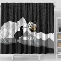 New Zealand South Island Football Custom Shower Curtain Aoraki Mount Cook With Kiwi Maori Pattern