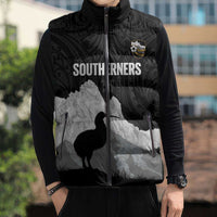 New Zealand South Island Football Custom Sleeveless Puffer Jacket Aoraki Mount Cook With Kiwi Maori Pattern