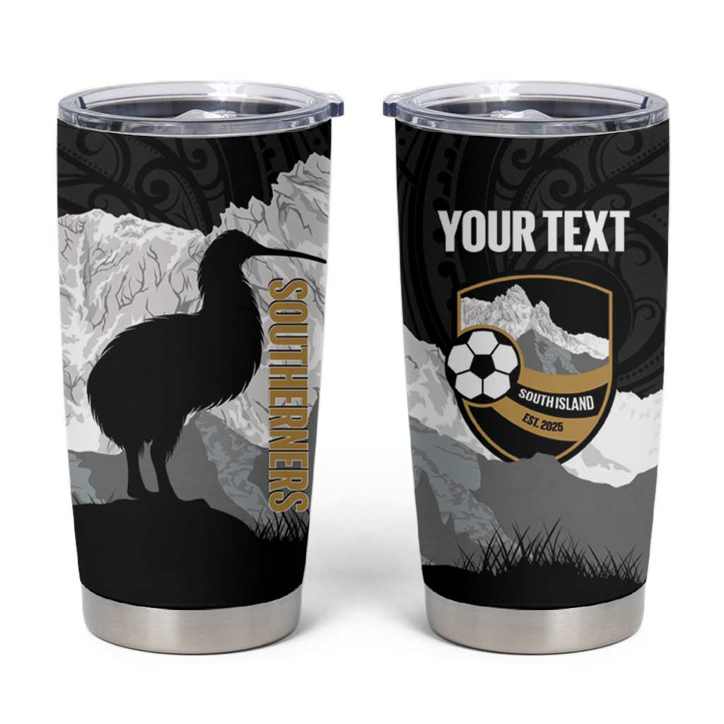 New Zealand South Island Football Custom Tumbler Cup Aoraki Mount Cook With Kiwi Maori Pattern