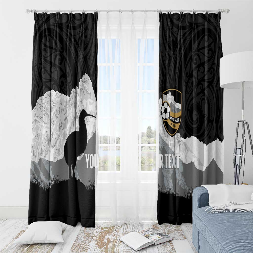 New Zealand South Island Football Custom Window Curtain Aoraki Mount Cook With Kiwi Maori Pattern