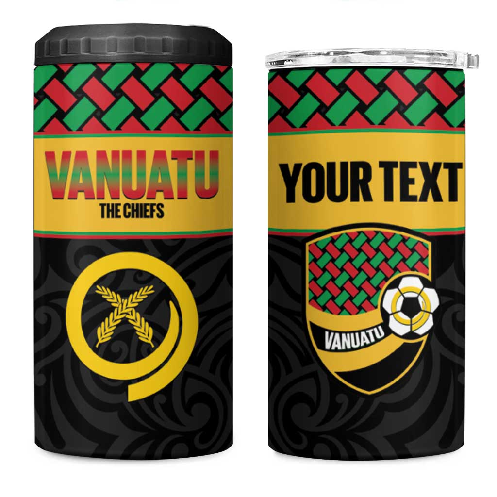 Vanuatu Football Custom 4 in 1 Can Cooler Tumbler Go Chiefs Basket-weave Pattern
