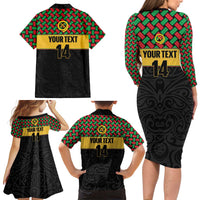 Vanuatu Football Custom Family Matching Long Sleeve Bodycon Dress and Hawaiian Shirt Go Chiefs Basket-weave Pattern