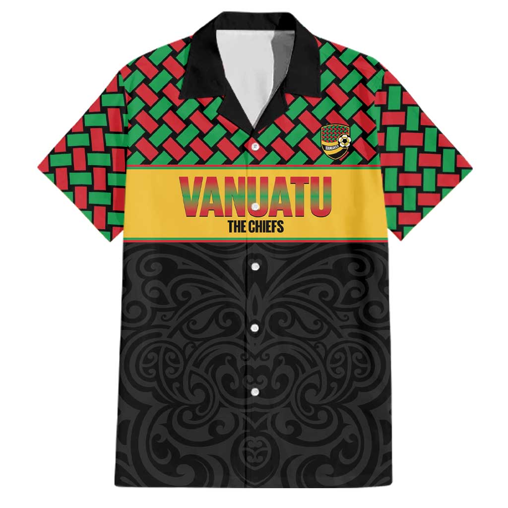Vanuatu Football Custom Family Matching Off The Shoulder Long Sleeve Dress and Hawaiian Shirt Go Chiefs Basket-weave Pattern