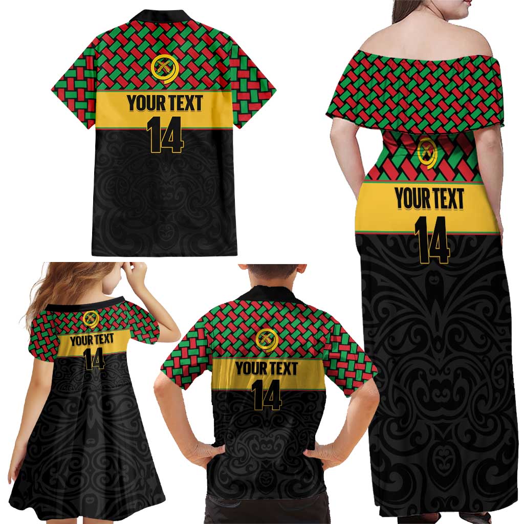 Vanuatu Football Custom Family Matching Off Shoulder Maxi Dress and Hawaiian Shirt Go Chiefs Basket-weave Pattern