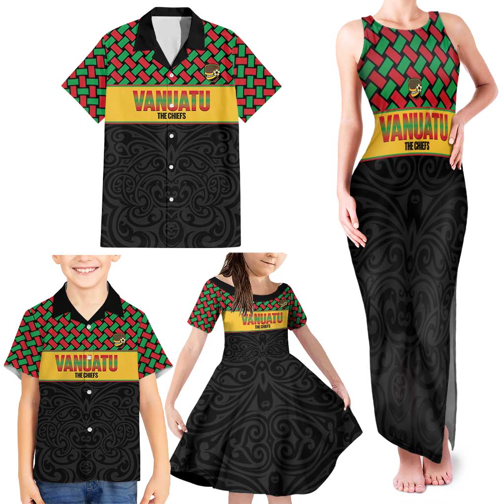 Vanuatu Football Custom Family Matching Tank Maxi Dress and Hawaiian Shirt Go Chiefs Basket-weave Pattern