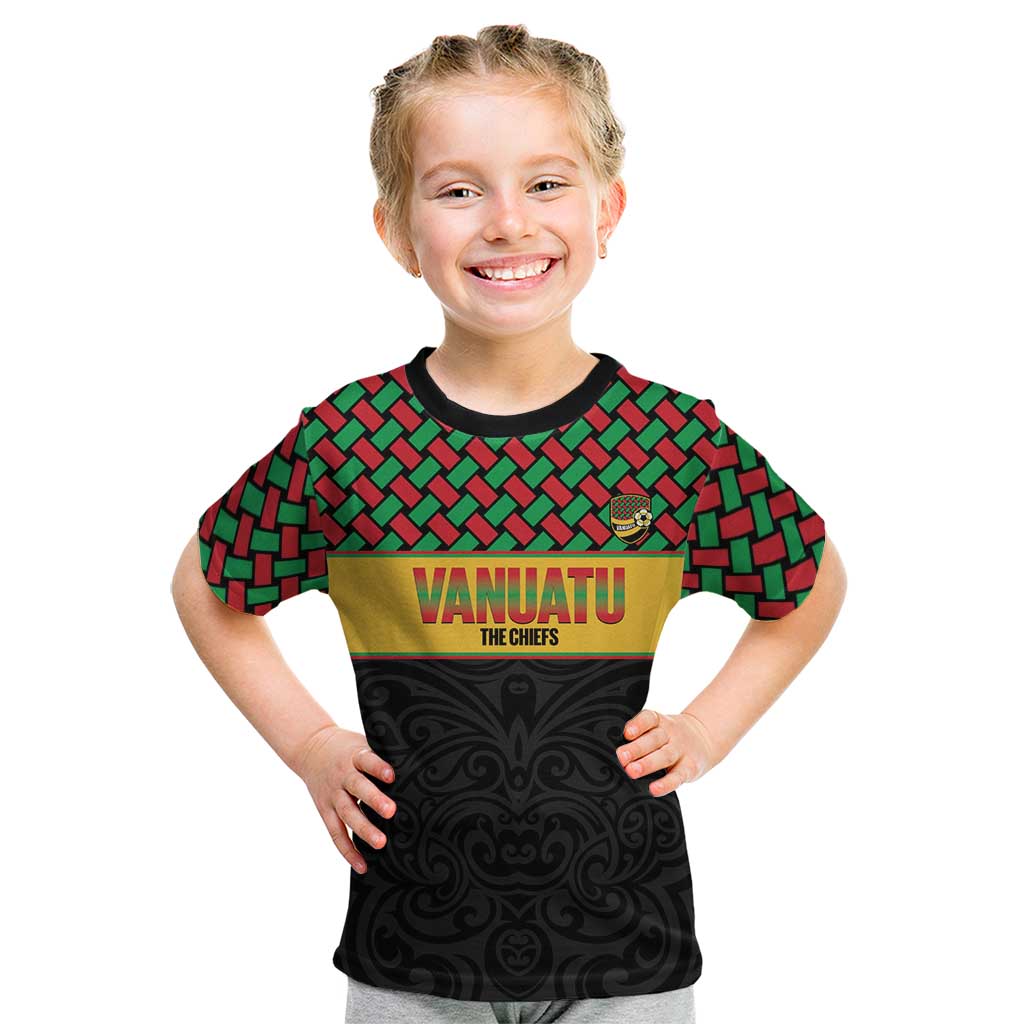 Vanuatu Football Custom Kid T Shirt Go Chiefs Basket-weave Pattern