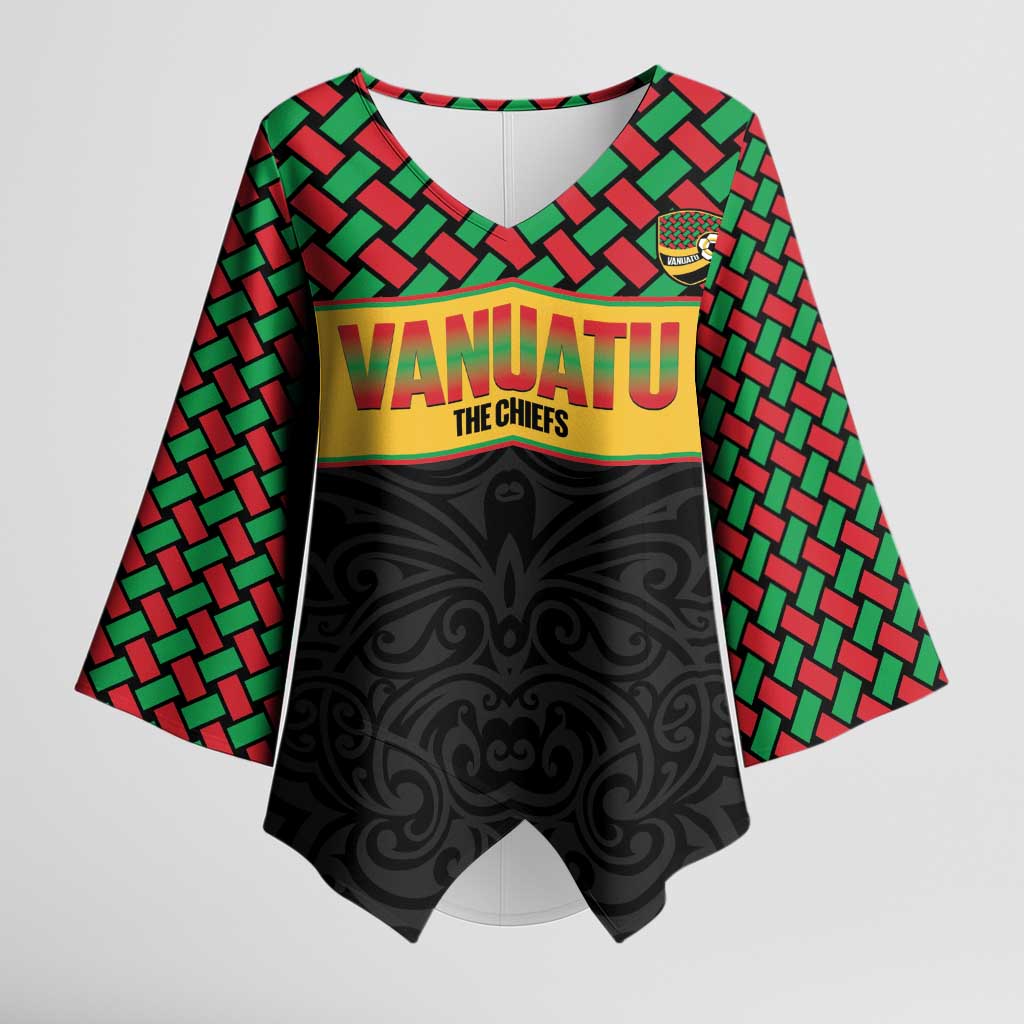 Vanuatu Football Custom Kimono Sleeve Blouse Go Chiefs Basket-weave Pattern