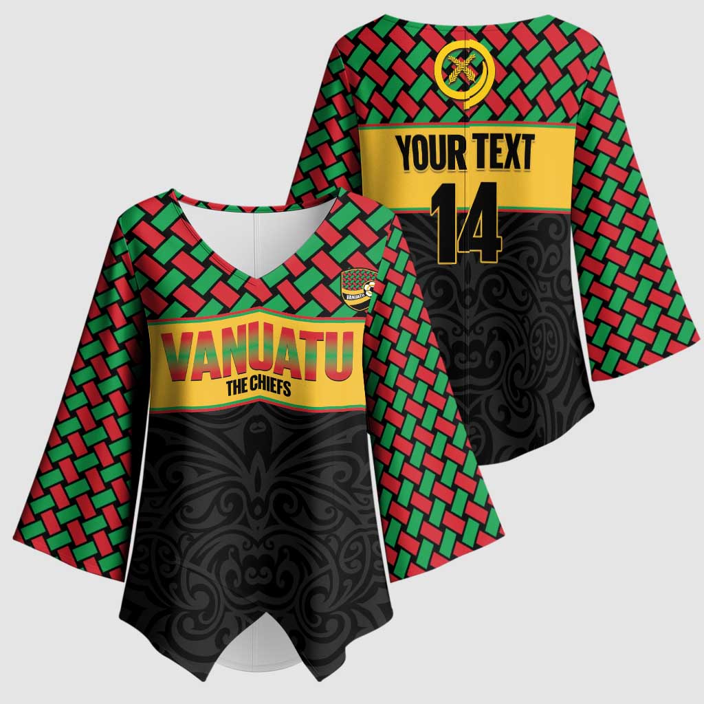 Vanuatu Football Custom Kimono Sleeve Blouse Go Chiefs Basket-weave Pattern