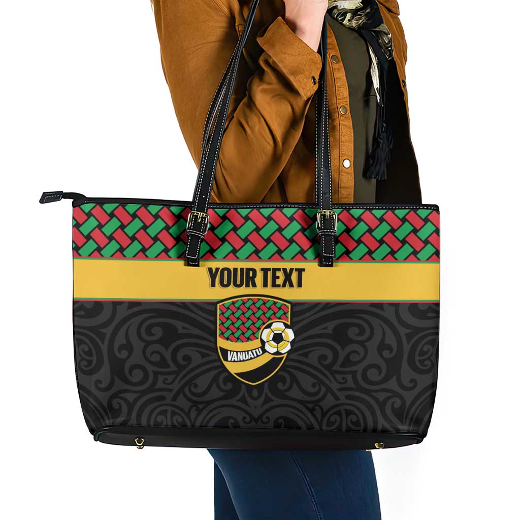 Vanuatu Football Custom Leather Tote Bag Go Chiefs Basket-weave Pattern