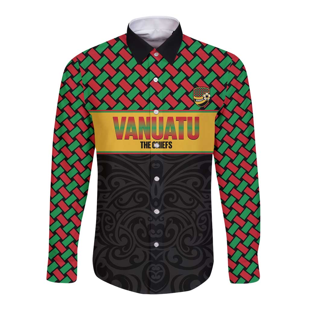 Vanuatu Football Custom Long Sleeve Button Shirt Go Chiefs Basket-weave Pattern