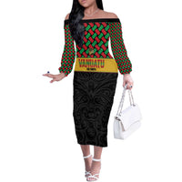 Vanuatu Football Custom Off The Shoulder Long Sleeve Dress Go Chiefs Basket-weave Pattern