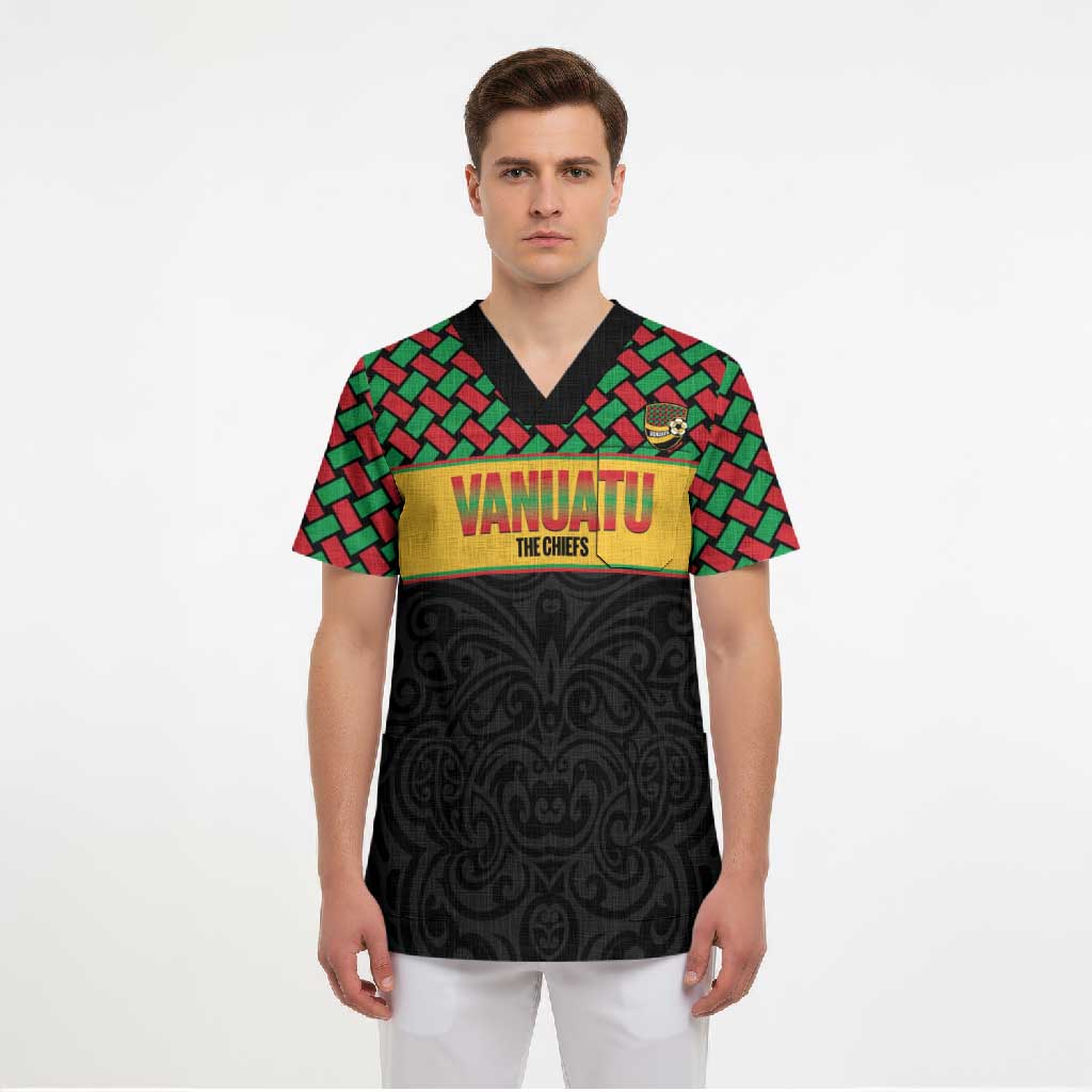 Vanuatu Football Custom Scrub Top Go Chiefs Basket-weave Pattern