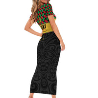 Vanuatu Football Custom Short Sleeve Bodycon Dress Go Chiefs Basket-weave Pattern