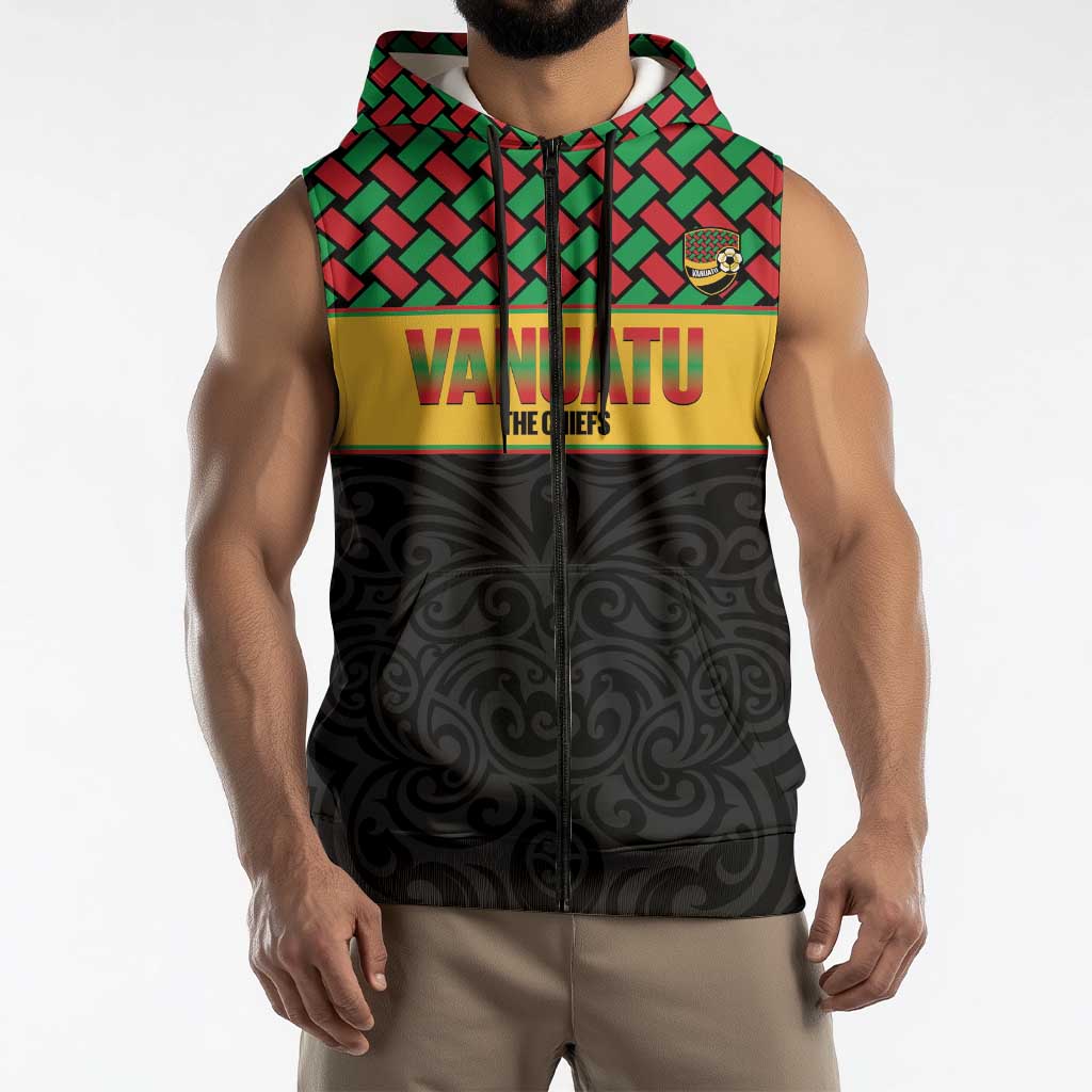 Vanuatu Football Custom Sleeveless Zip Hoodie Go Chiefs Basket-weave Pattern LT14 - Polynesian Pride
