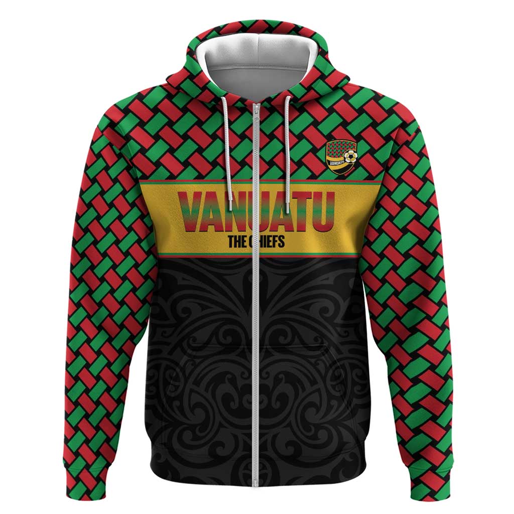 Vanuatu Football Custom Zip Hoodie Go Chiefs Basket-weave Pattern